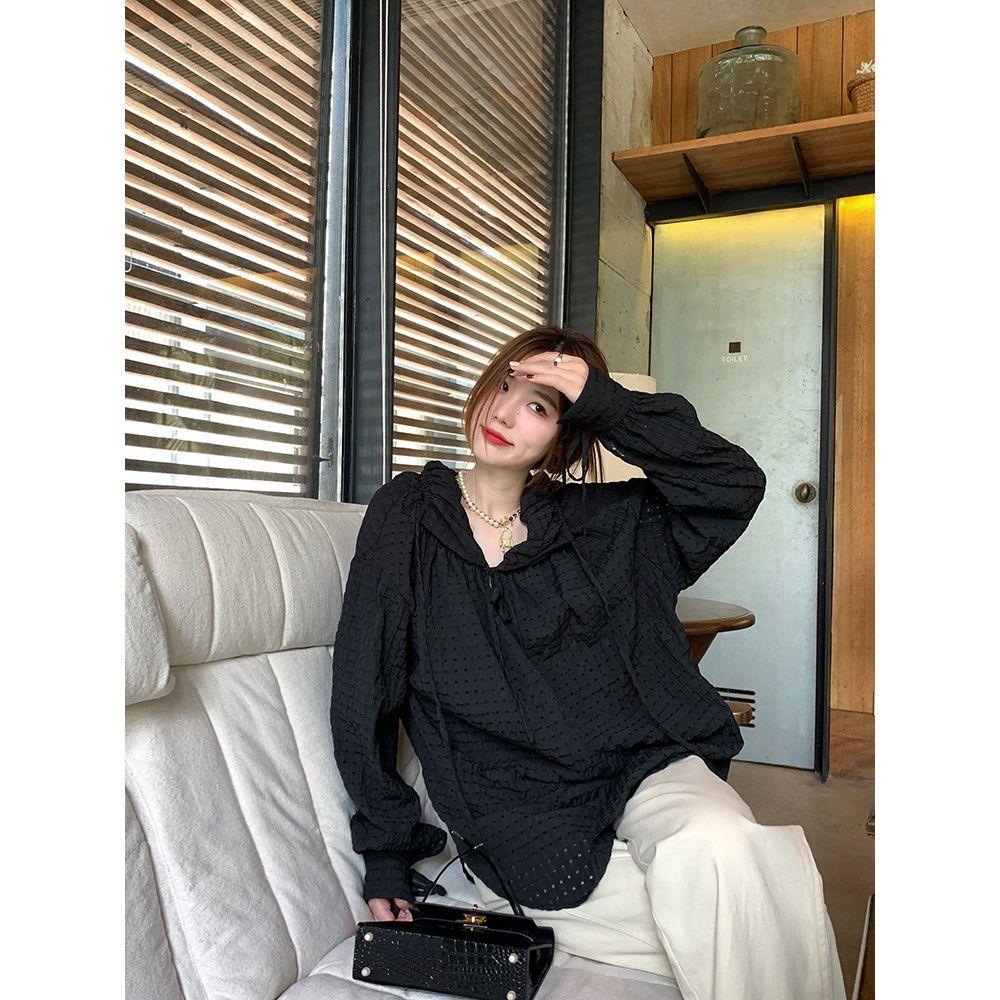 Hàng Mới Về Áo Kiểu Tay Dài Trễ Vai Thắt Dây Thời Trang Xuân Thu 2022