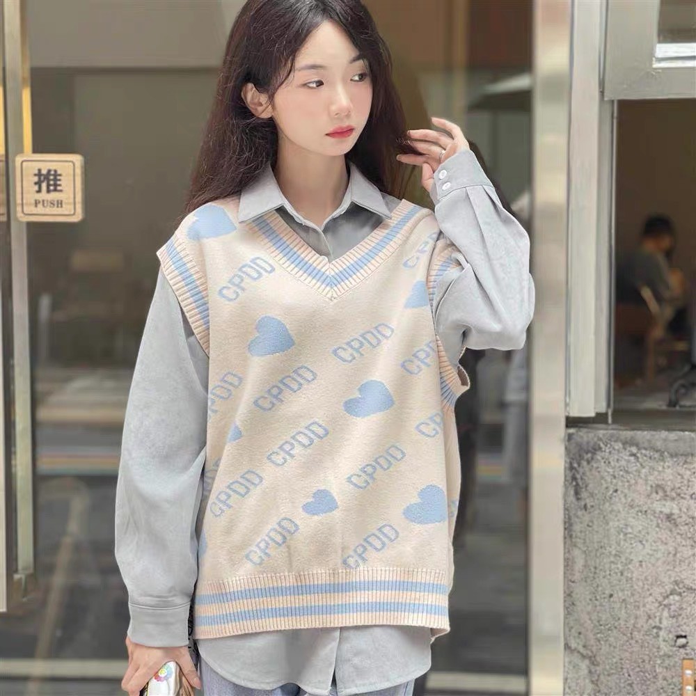 Áo Gile Len Ulzzang, Áo Len Nữ Họa Tiết Phối Màu Đẹp Nữ Tính Phong Cách Hiện Đại M116 | BigBuy360 - bigbuy360.vn