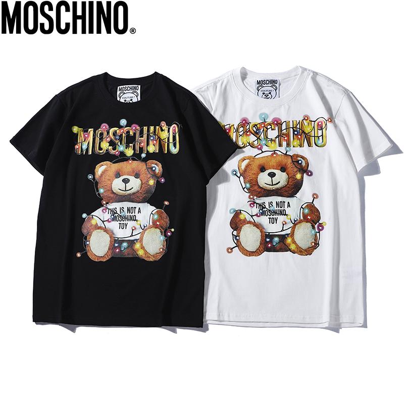Áo thun tay ngắn in họa tiết chữ Moschino cá tính cho cặp đôi