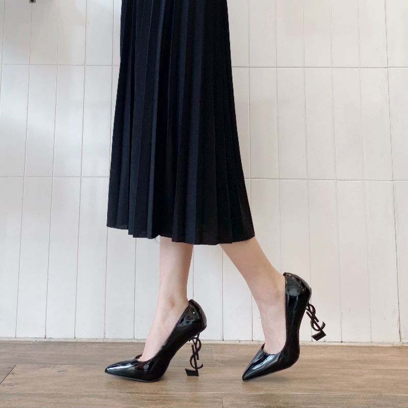 Giày Cao Gót 10 Gót Chữ Da Bóng Mềm Êm Fullbox Bill Túi Hãng Cao Cấp