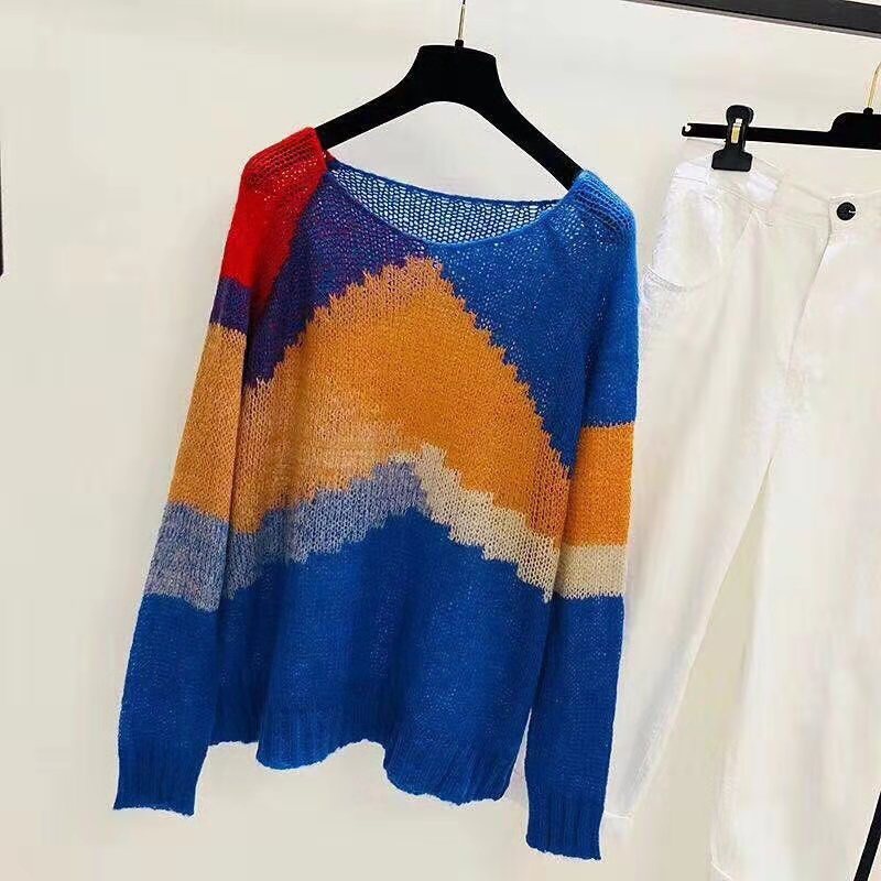 Áo len thân dài pha màu kiểu dáng siêu xinh 2022