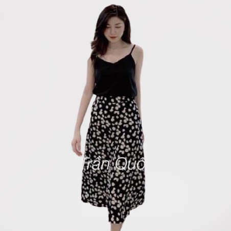 [ Mã FAMAYWA2 giảm 10K đơn 50K] Set áo 2 dây đũi lụa - chân váy voan hoa nhí siêu xinh mix tùy chọn