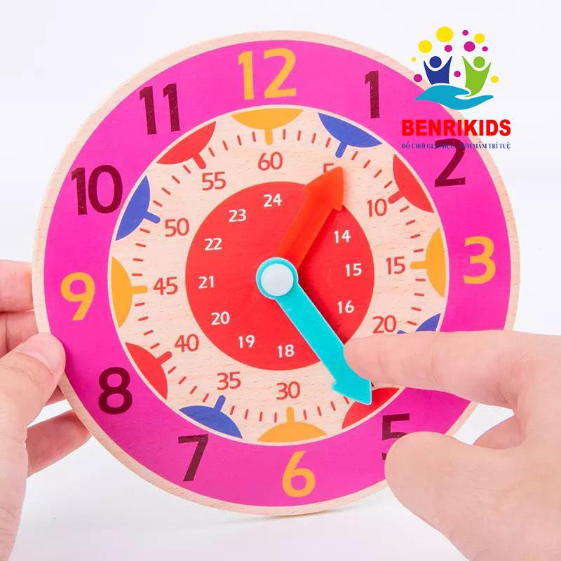 Đồ Chơi Giáo Dục Montessori Phụ Kiện Làm Bảng Bận Rộn Busy Board,Đồng Hồ Gỗ Mini Màu Sắc Tươi Sáng