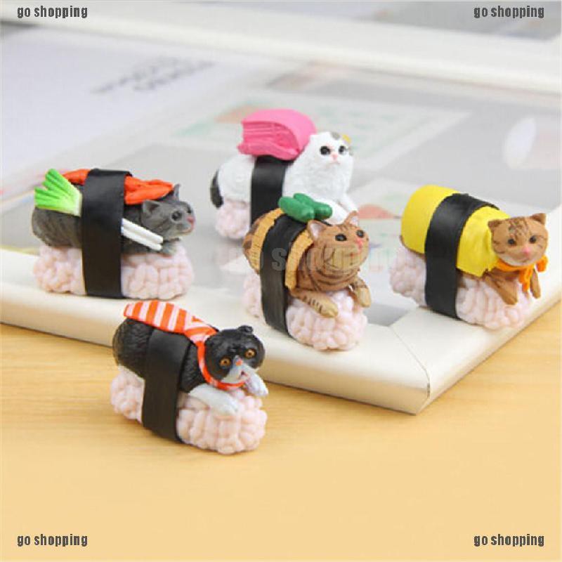 {go shopping}5 Types Cute Sushi Neko Cat Club Capsule Meow Mini Figure Kitty Collection Gift