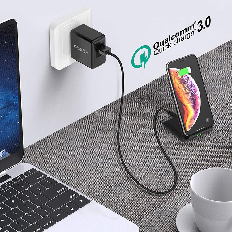 Sạc Nhanh CHOETECH 18W USB 3.0 Gắn Tường Dành Cho Samsung Galaxy S10/s9/s8/s7/note 9/8