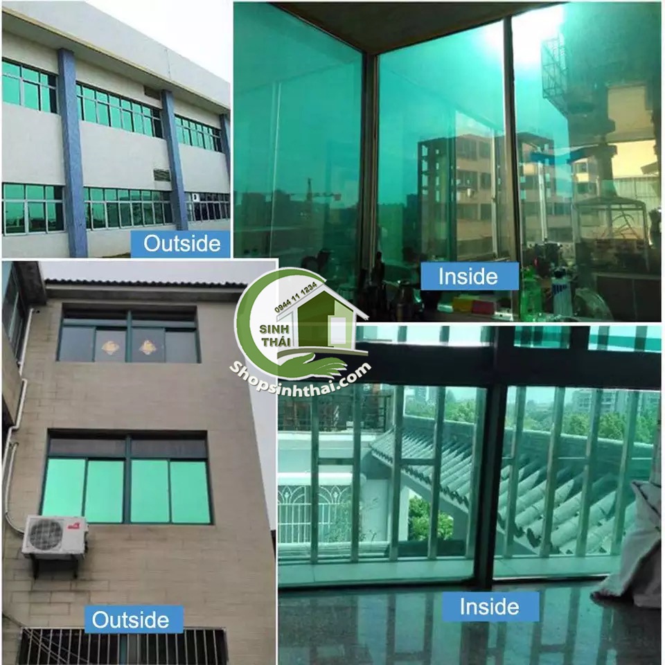Giấy dán kính một chiều chống nhìn cho cửa màu xanh lá  - Giấy decal phản quang - có sẵn keo