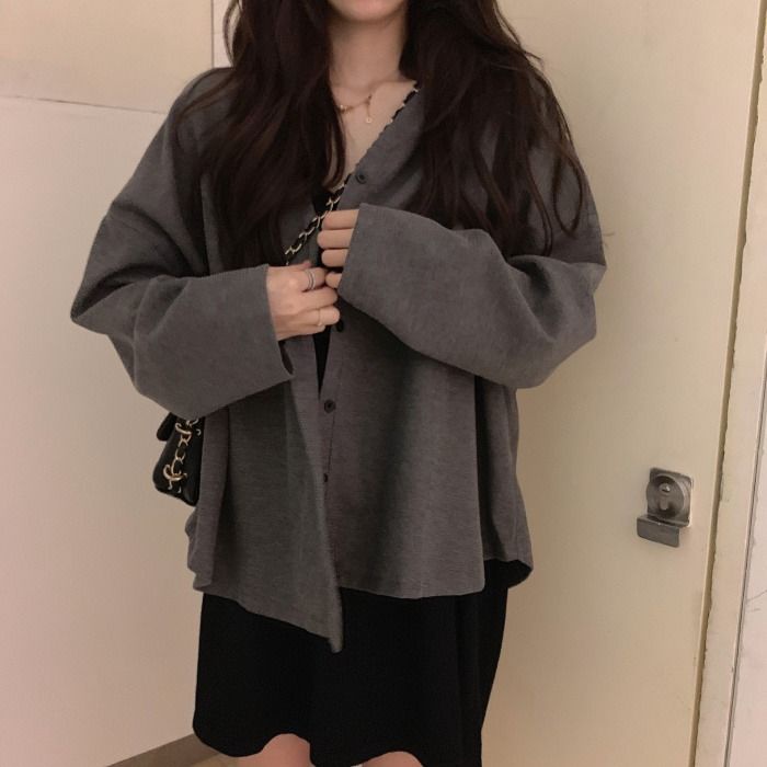 Knitted cardigan coat for women Spring and Autumn New Korean style thin sweater loose short coat for small people