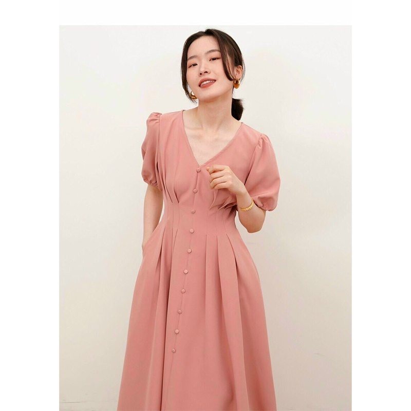 Đầm công sở dáng suông dài thanh lịch có may túi 2 bên , có dây thắt eo Chic.Store