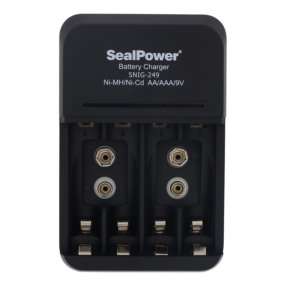Máy sạc SealPower SNIG-249 kèm pin sạc AA 3000mAh /AAA 1000mAh/ 9V 300mAh,, sạc 4 kênh độc lập + 2 kênh 9V đa năng