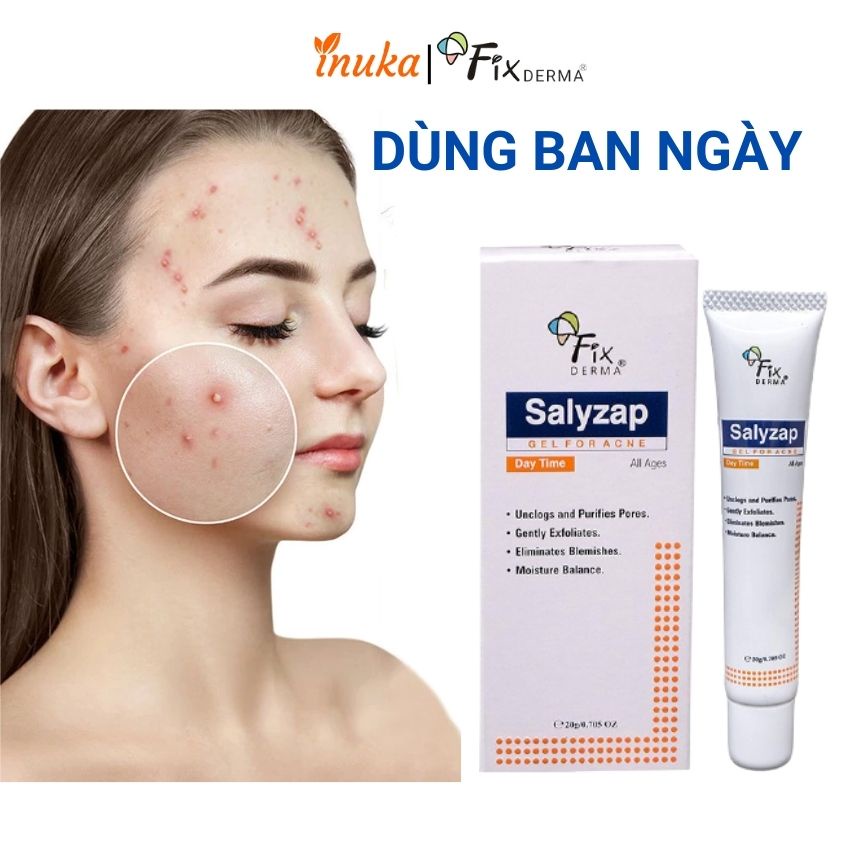 Kem chấm mụn Fixderma giảm ngừa mụn dưỡng ẩm tái tạo dưỡng trắng phục hồi da mờ thâm (gel chấm mụn 20gr) inuka_store.