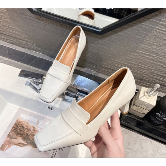 Giày loafer gót vuông ( 7cm)- sẵn đen 37