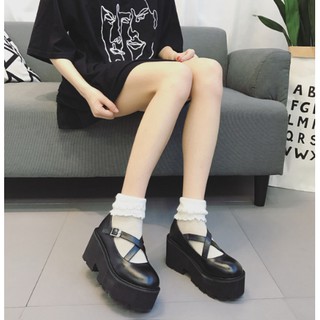 (sẵn 37) Giày búp bê Ulzzang nữ 2 dây chéo có khóa xinh đẹp, đế độn tăng chiều cao hot trend Hàn quốc chất lượng tốt