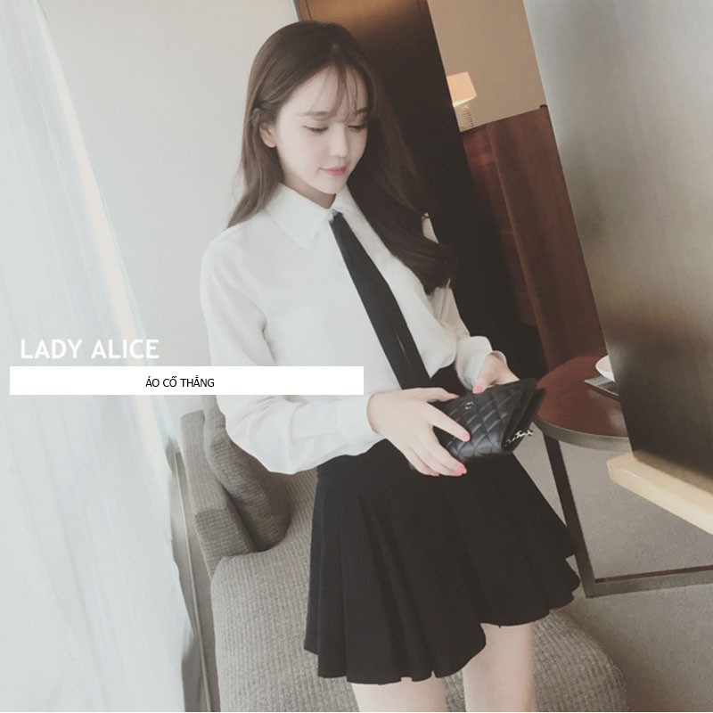 Áo Sơ Mi Nữ Cổ Bèo Ulzzang Basic Công Sở Học Sinh