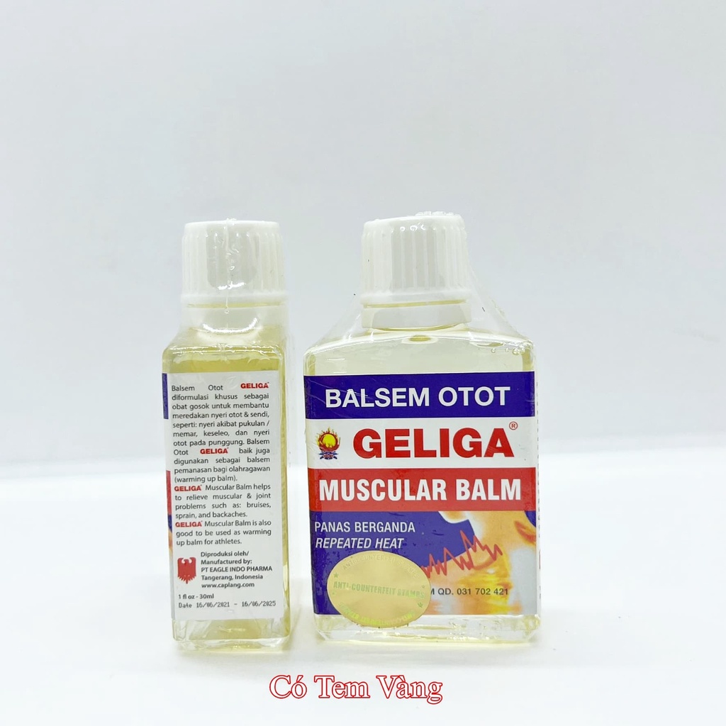 01 Chai Dầu Nước Nóng Xoa Bóp BALSEM OTOT GELIGA Indonesia 30ml (Dầu Lửa Nước Trắng)