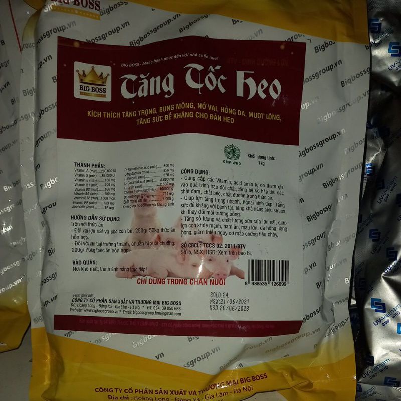 Tăng tốc heo 1 kg, kích thích tăng trọng,bung mông nở vai