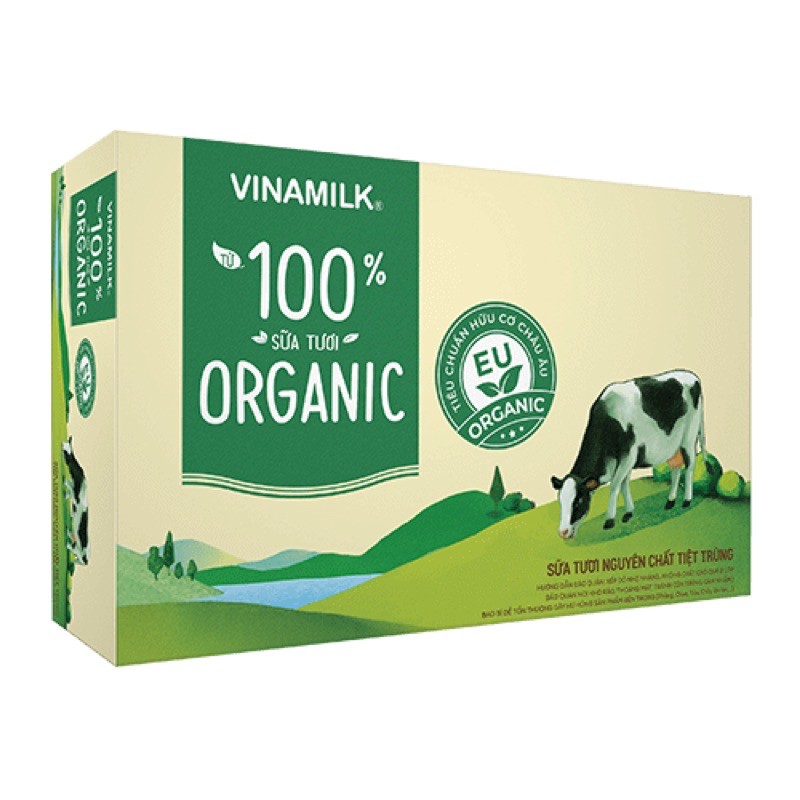 Sữa Tươi Tiệt Trùng Vinamilk 100% Organic Không Đường - Thùng 48 Hộp 180ml