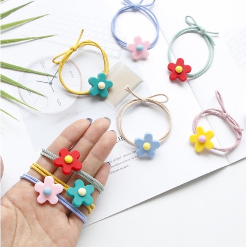 Thun cột tóc hoa 5 cánh dễ thương style Hàn quốc