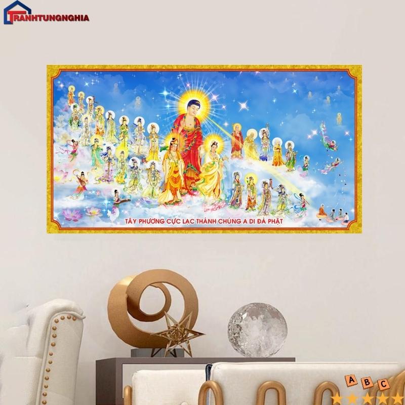 Tranh đính đá ABC, tranh thêu chữ thập tây phương cực lạc thánh chúng a di đà phật