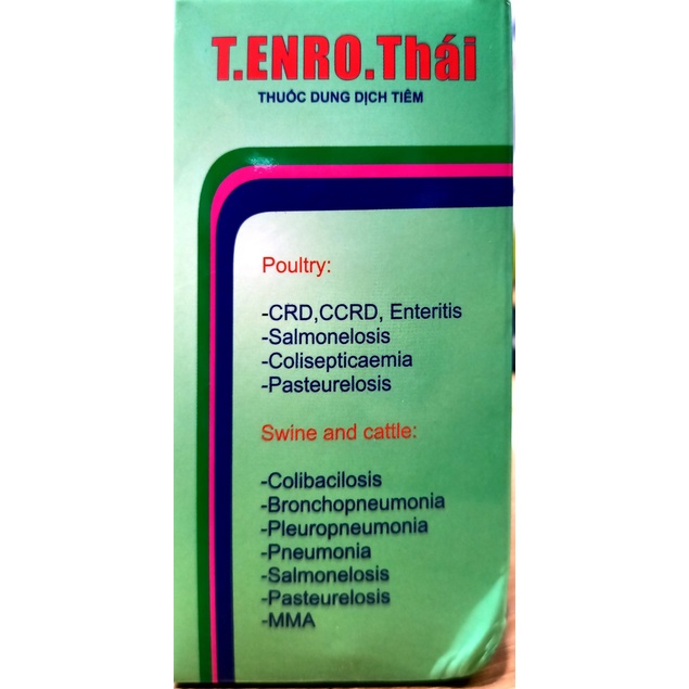 T Enro Thái 100ml Tiêu chảy do Ecoli, suyễn, viêm phổi..... T.Enro.Thái dùng cho chăn nuôi thú y...