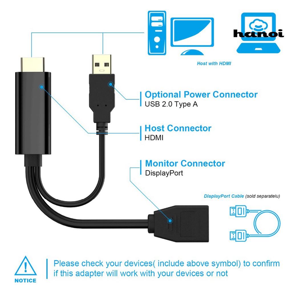 Đầu Chuyển Đổi HN_4K Từ Cổng HDMI Sang Cổng DP