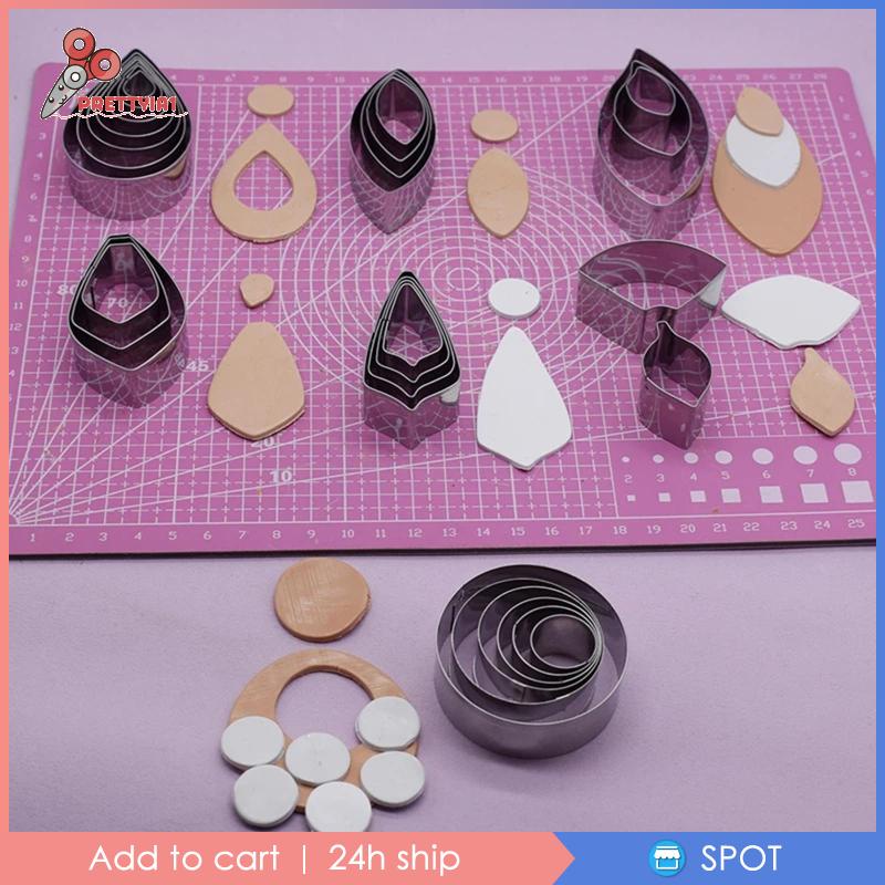 24pcs Stainless Steel Cutting Polymer Clay Jewellery Earring Cutter