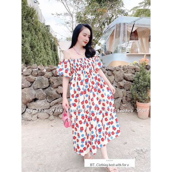 Váy Hoa Chun Ngực 3 Màu Cổ Vuông Dáng Babydoll Siêu Xinh Có Ảnh Thật Kèm Video | BigBuy360 - bigbuy360.vn