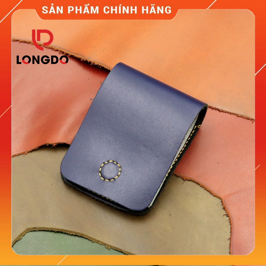 Ví Sen 3 Cao Cấp - Cam Kết 100% Da Bò Thật - Bóp Da Nam Mini Màu Xanh Navy Hàng Chính Hãng Thương Hiệu Longdo Leather