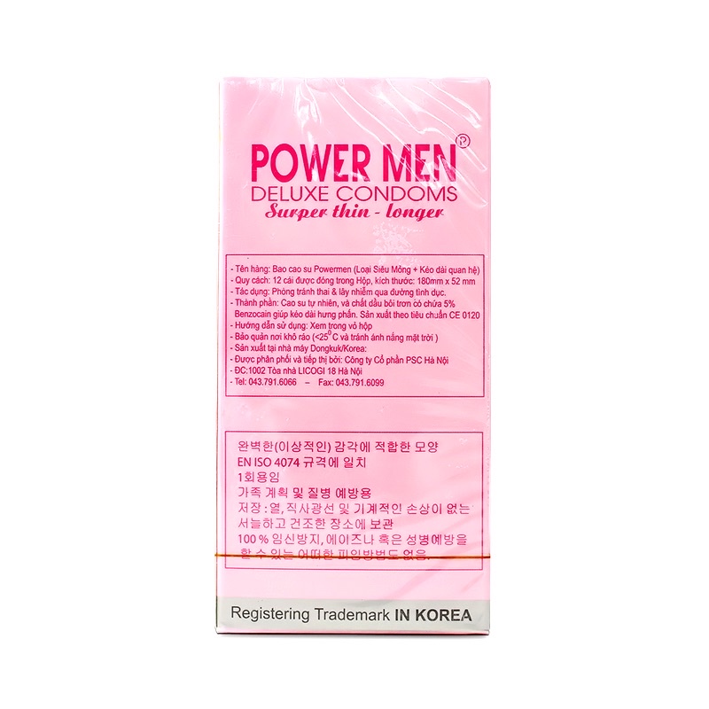 Bao cao su POWER MEN Super thin Longer hôp 12 chiếc