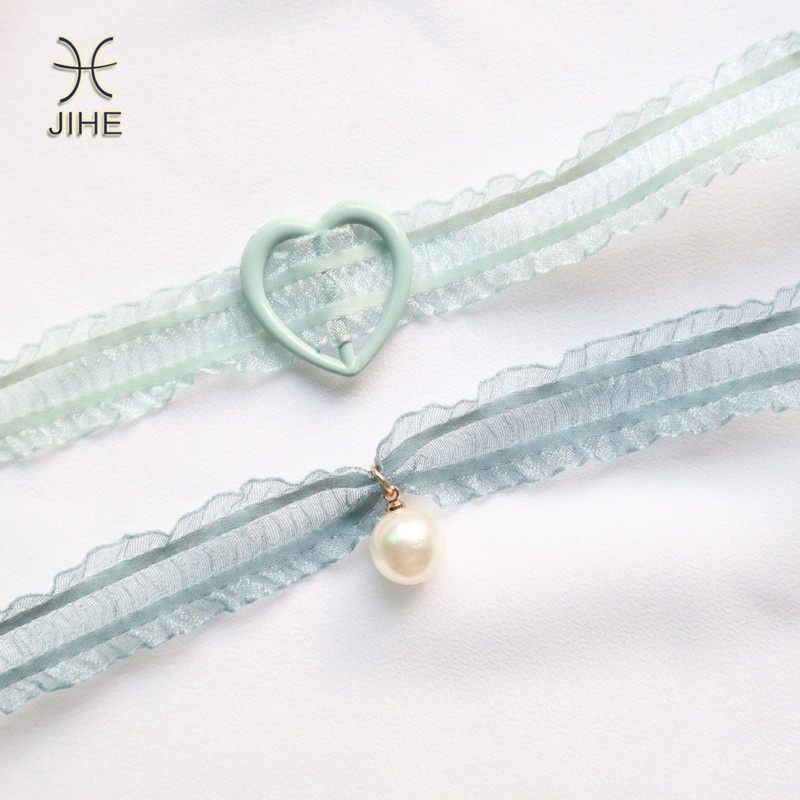 Vòng Cổ Choker Ren Màu Xanh Lá Nhạt Thời Trang Nhật Hàn