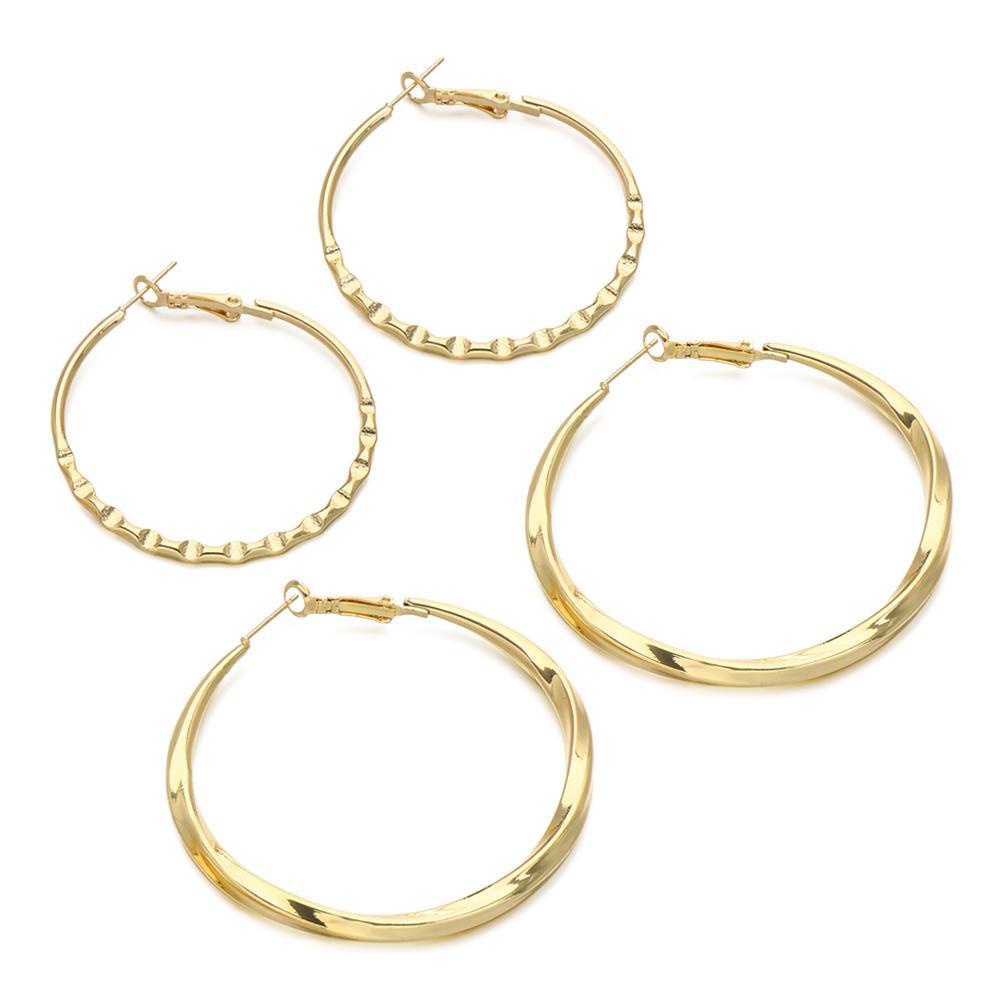 Đôi Khuyên Tai Vòng Tròn Lớn Trơn Mịn Thời Trang Cho Nữ