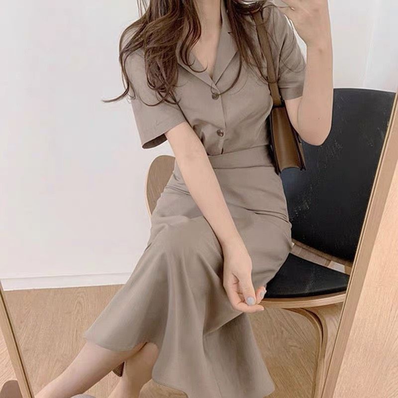 Cô nàng Vintage bộ váy đũi trơn MB 16 | BigBuy360 - bigbuy360.vn