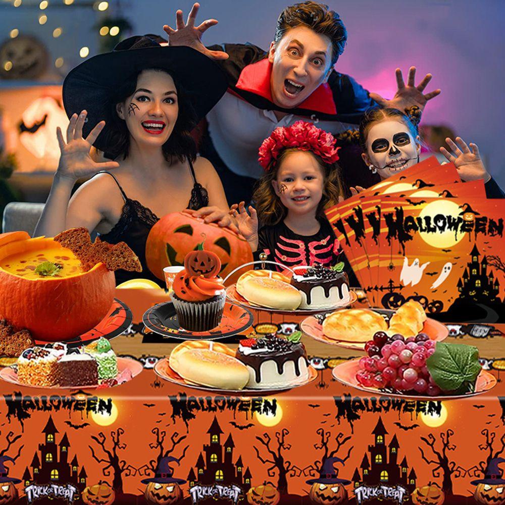 KRNY Đĩa Giấy Đựng Món Tráng Miệng Dùng Một Lần In Họa Tiết Halloween