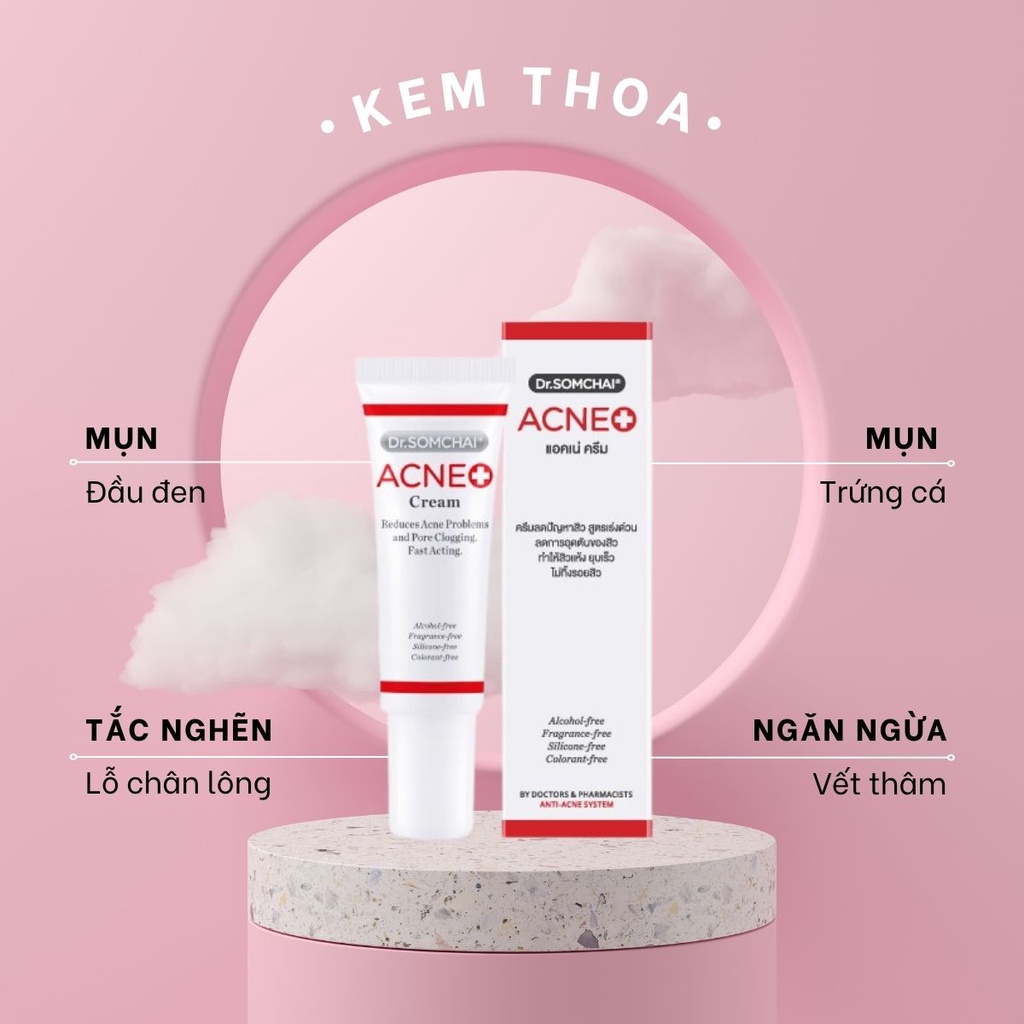 Kem thoa mụn DR.SOMCHAI ACNE giúp làm giảm mụn sưng đỏ mờ thâm kiềm dầu 15g chính hãng thái lan