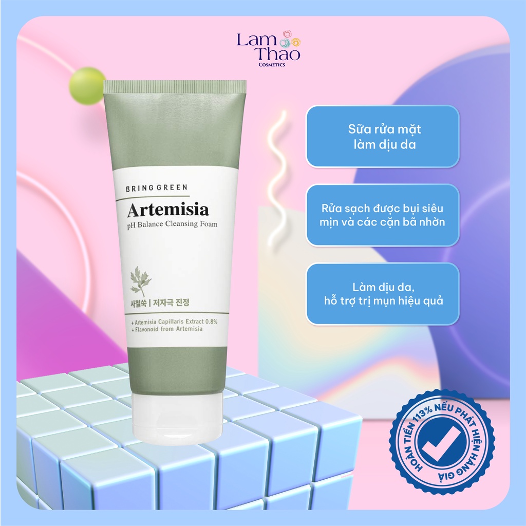 Sữa Rửa Mặt Làm Dịu Da Bring Green Artemisia pH Balance Cleansing Foam 250ml