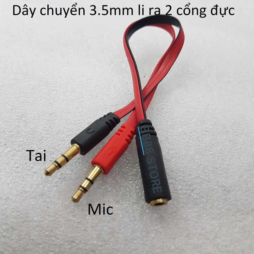 DÂY CHIA TÁCH TAI NGHE 1 DÂY THÀNH 2 DÂY VỚI ĐƯỜNG TAI MICRO RỜI 3,5 MM LI 1 CÁI 2 ĐỰC - #GOM#Gộp#Chia#Tách#Ra#Vào