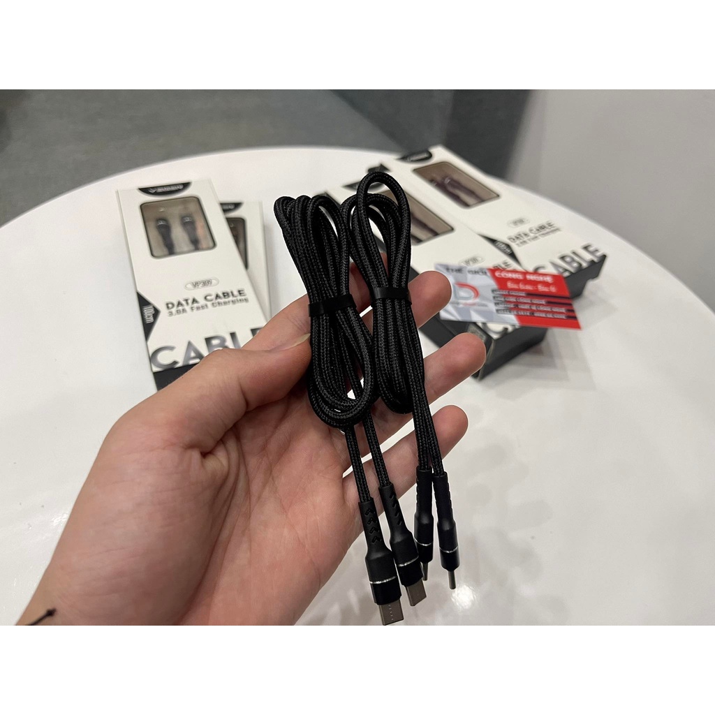 CÁP SẠC NHANH VEGER TYPE-C 2 ĐẦU - CÁP DÙ SIÊU BỀN CHỐNG GÃY - VP390