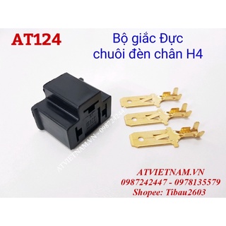 Bộ giắc cắm chuôi đèn 3P chân H4 đầu đực - AT122 ( 1 bịch 10 bộ)