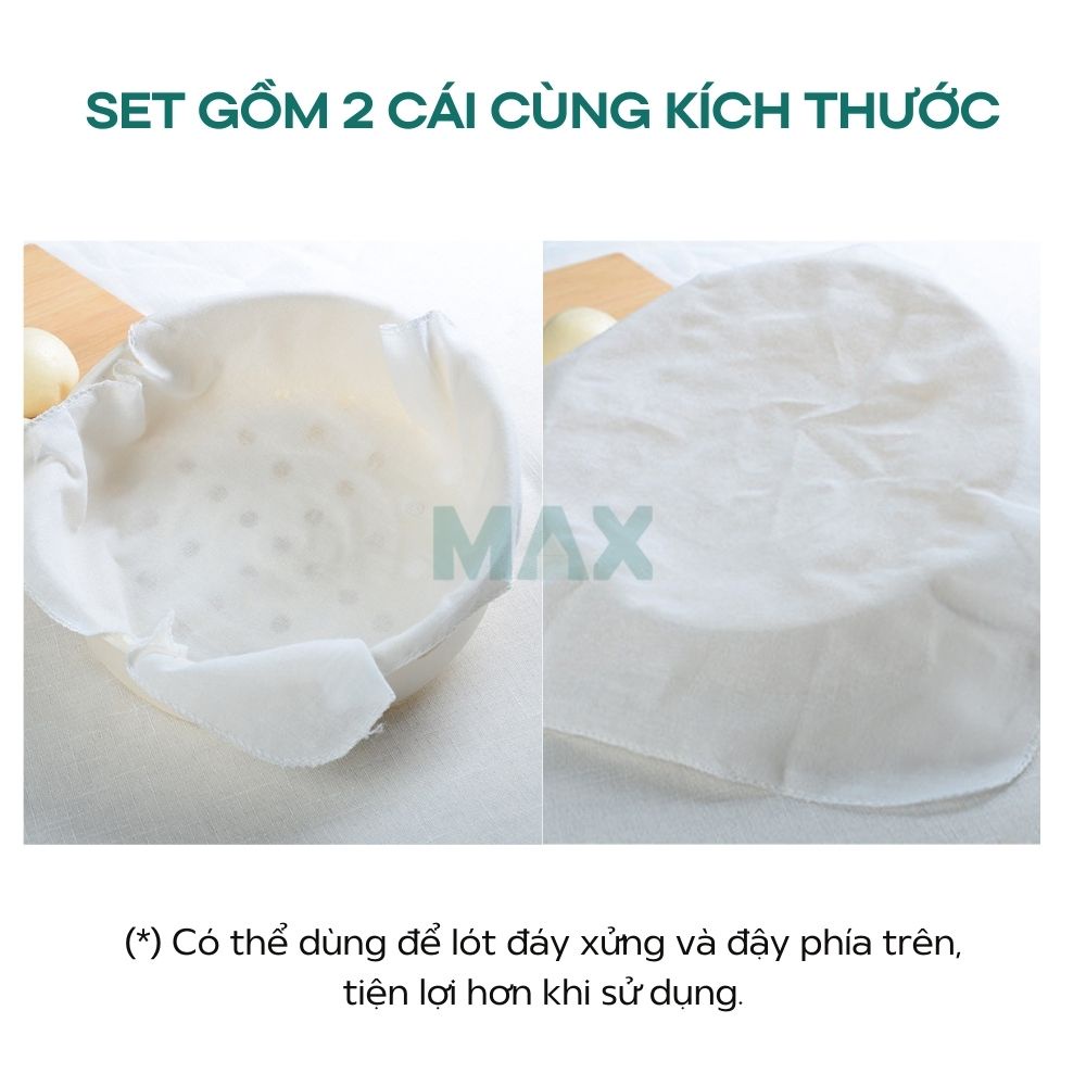 Set 2 khăn 100% cotton lót chõ đồ xôi, hấp thức ăn, khăn lọc nấm kefir, lọc sữa hạt