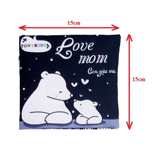 Combo 2 cuốn sách vải kích thích thị giác Love mom và Xin chào gấu trúc TONYKIDS
