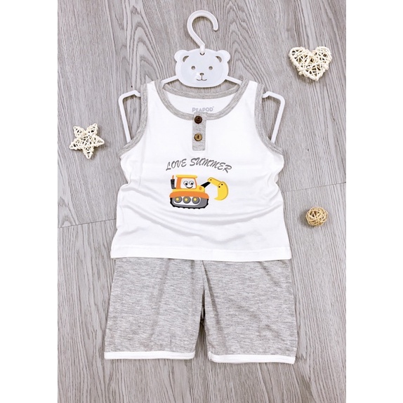 Bộ ba lỗ Peapob cho bé trai bé gái 6-15kg