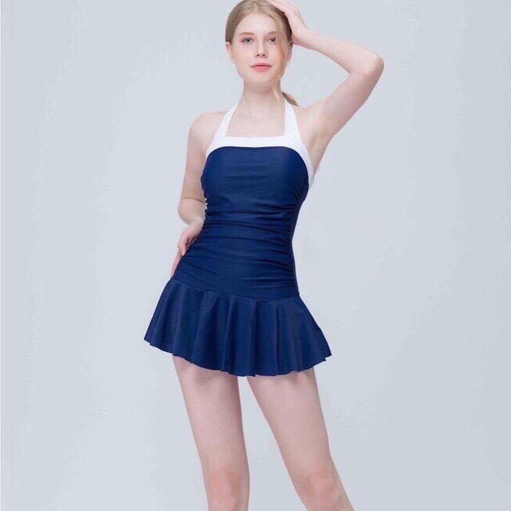 Bikini 1 mảnh váy xanh dễ thương