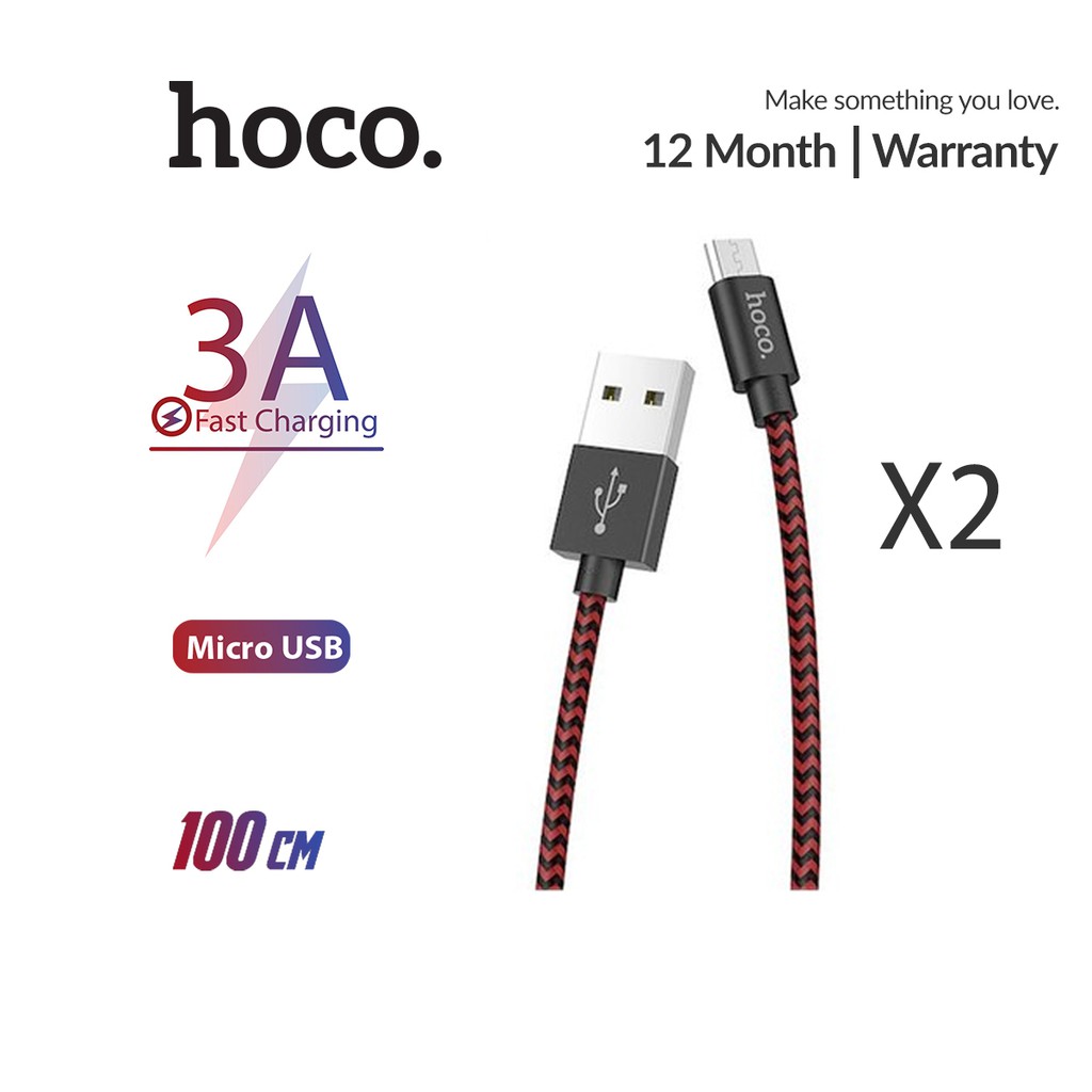 2 dây cáp sạc Hoco X14 max Micro USB sạc nhanh 3A dây dài 1m chất liệu bện dù chống gãy gập bền bỉ dành cho Samsung Oppo