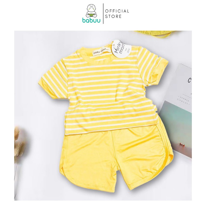 Bộ Minky Mom Chính Hãng Cộc Tay Cho Bé Gái Bé Trai 1 2 3 4 5 Tuổi Vải Thun Lạnh Sọc Dệt-Đồ Bộ Hè Cho Bé BABULALA CT01