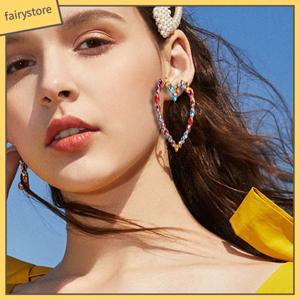 Bông Tai Hình Trái Tim Đính Đá Và Ngọc Trai Giả Xinh Xắn