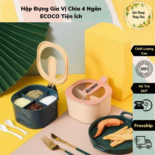 Hộp đựng gia vị chia 4 ngăn tiện ích nhà bếp