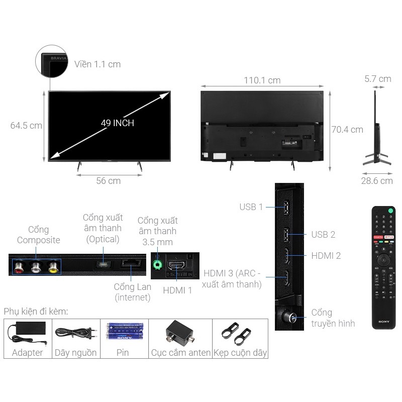 Android Tivi Sony 4K 49 inch KD-49X7500H | BigBuy360 - bigbuy360.vn
