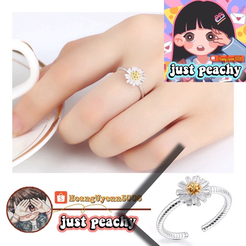 [JustPeachy] NHẪN BẠC PNJ HOA CÚC - DAISY SILVER RING's PNJ