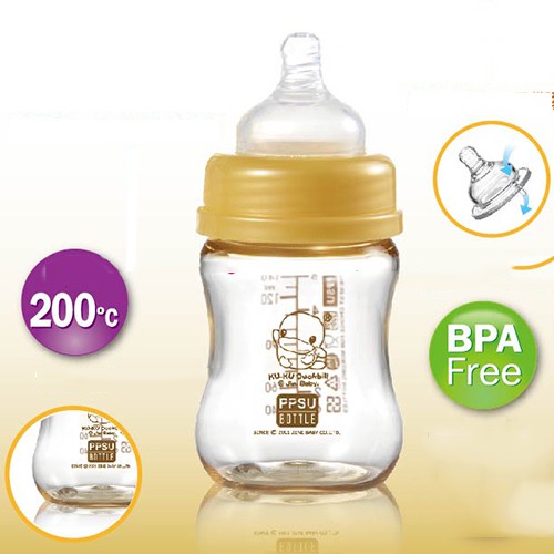 Bình sữa PPSU cổ rộng 140ml ku.ku duckbill Ku5833