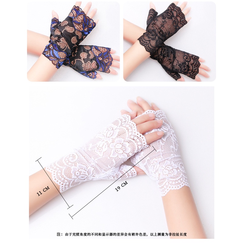 Găng Tay Ren Lụa Lạnh Mùa Hè Chống Nắng Chống Tia UV Dáng Ngắn Thoáng Khí Màu Đen retro Thanh Lịch Cho Nữ