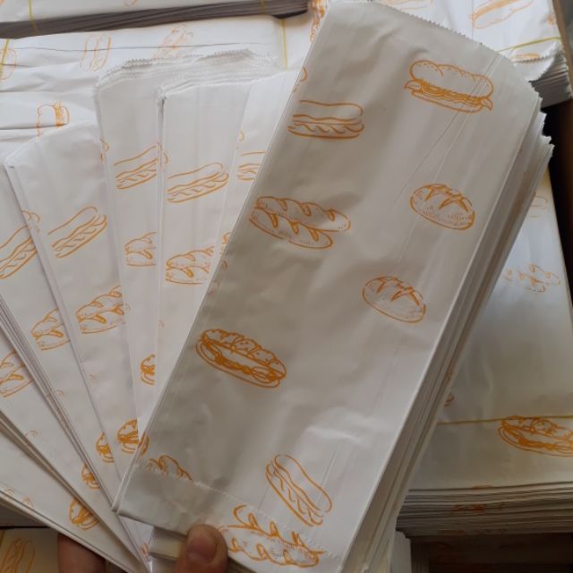 100 túi giấy bánh mì giấy thấm dầu cao cấp.